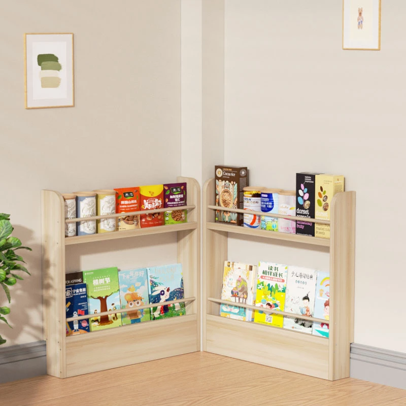 实木书架落地置物架客厅靠墙展示架家用收纳架储物架子多层书报架