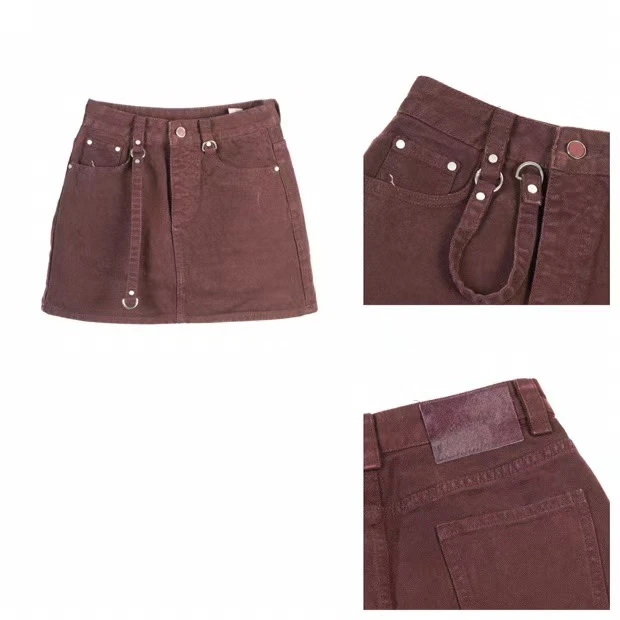 KIKI严选：268-269-小春家欧货南油原创设计纯色高腰半身短裙