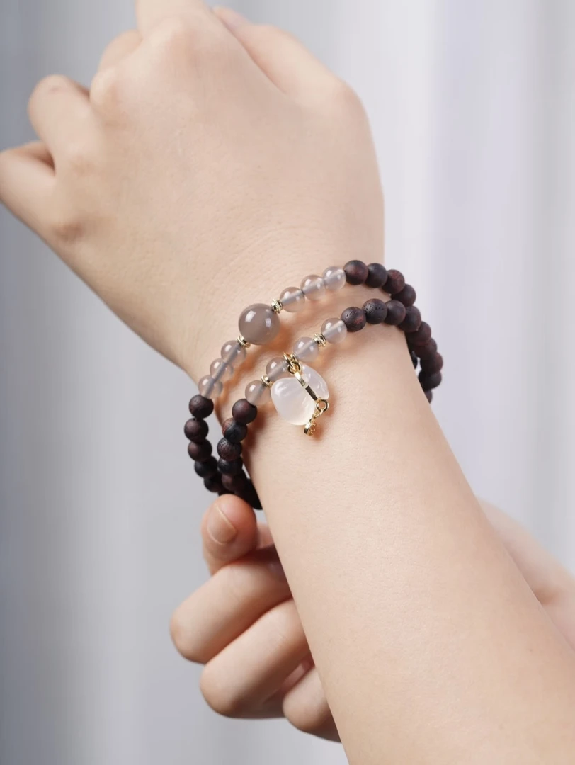 非金属木质手链 【小福袋】降真香女款叠戴串珠双圈手串手链手饰