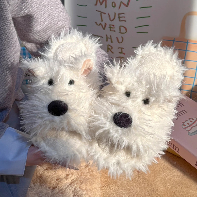 耍鞋 棉拖鞋冬情侣居家毛绒卡通地板拖加绒防滑舒适不臭脚半拖女