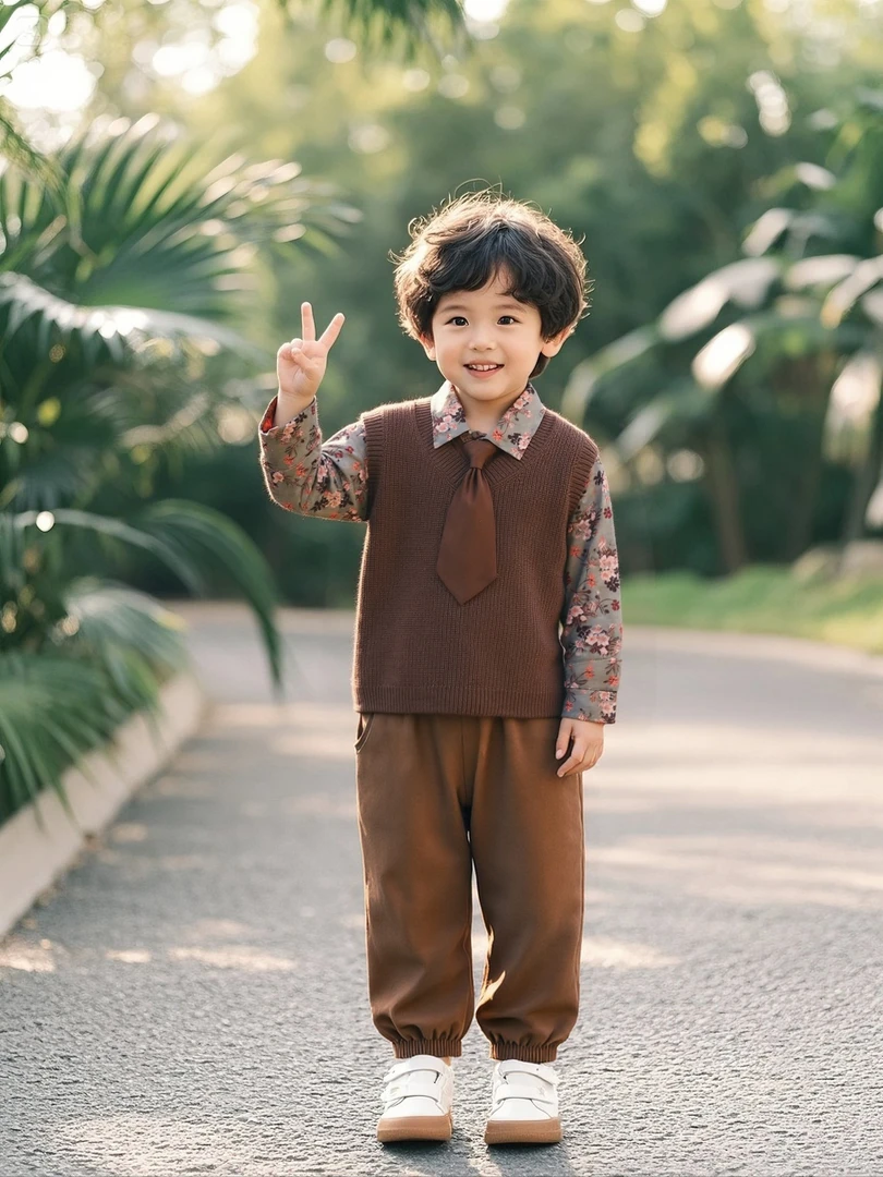 童装男童秋装套装新款婴儿童春秋季洋气男宝宝毛衣马甲三件套潮款