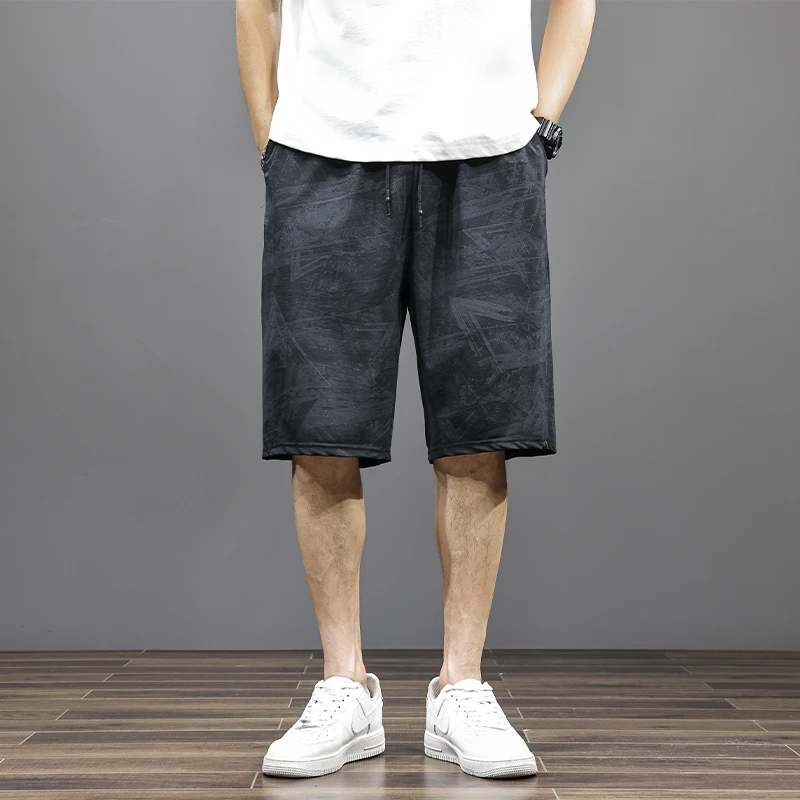 胖胖火星大码男装夏季暗纹冰丝休闲短裤男胖子宽松弹力速干五分裤