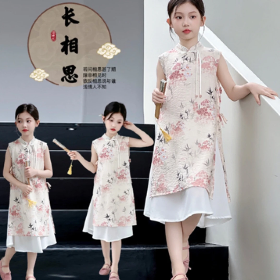 女童连衣裙夏装2025新款儿童洋气夏季大童女孩新中式国风旗袍裙子