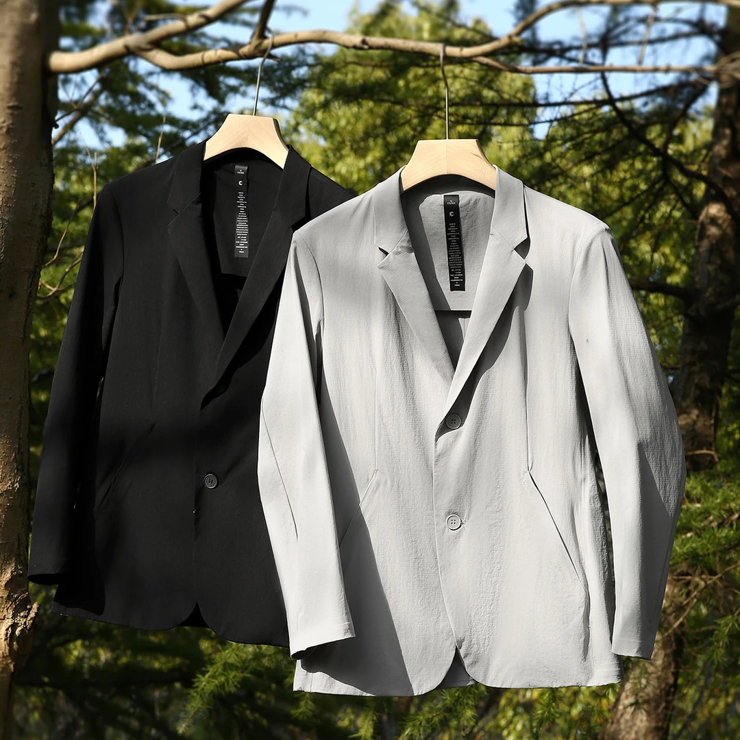 Leavo Johnson男士春夏薄款透气西服上装潮流休闲夏季修身时尚