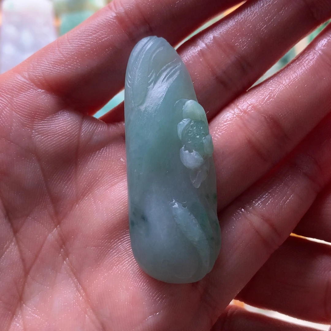 未镶嵌定制翡翠荷花鱼