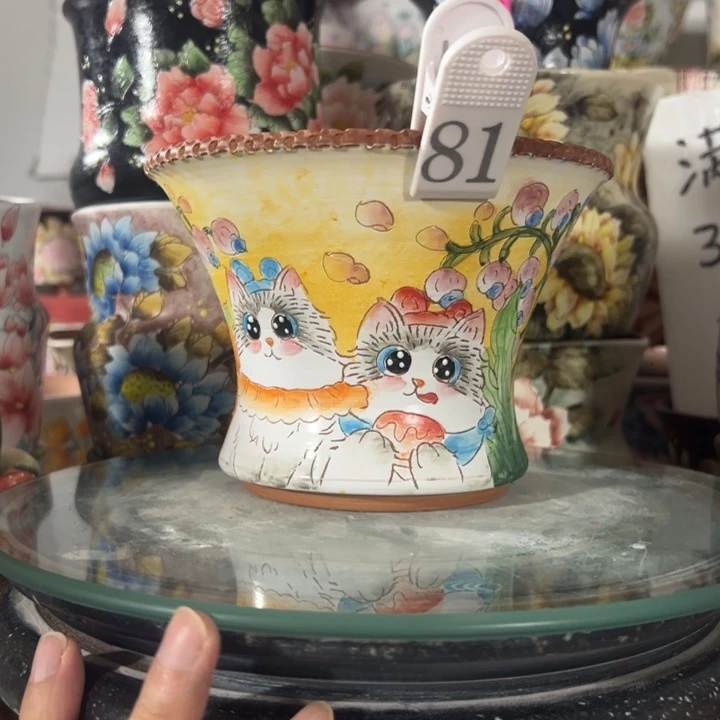 景德镇手绘花盆满38包邮偏远地区除外