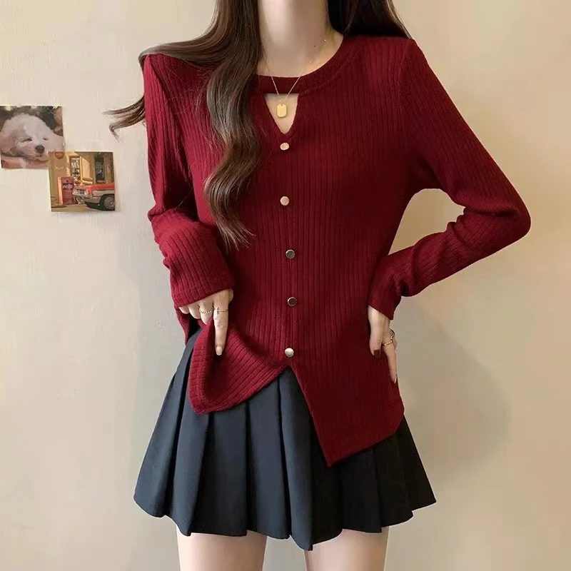 617大码女装秋季新款胖mm设计感小众显瘦镂空正肩打底衫上衣