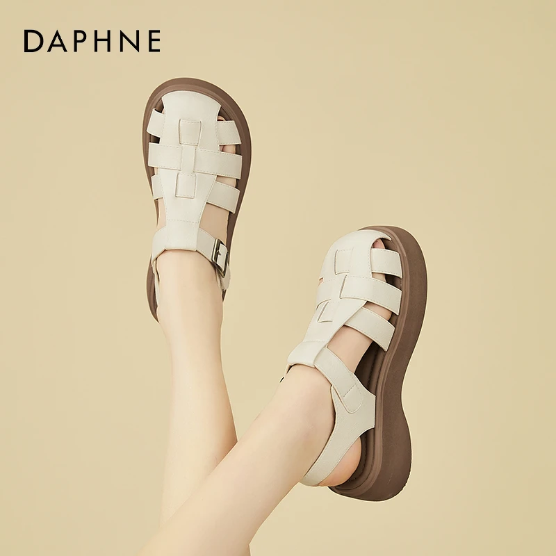 达芙妮罗马凉鞋女款2025新款爆款女夏外穿厚底包头女士休闲鞋子潮