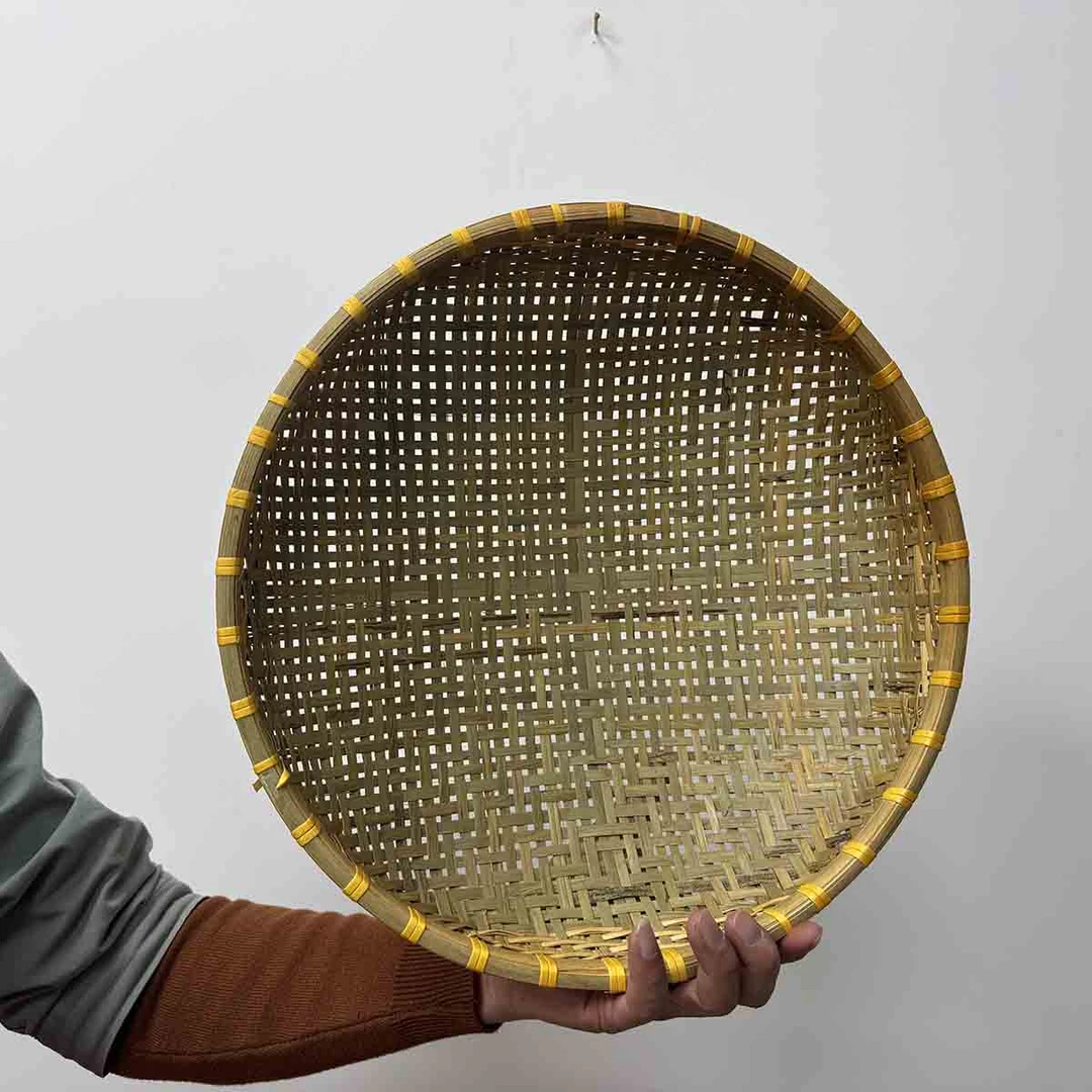 竹青篮子竹筐馒头筐竹制品头层青竹洗菜篮2个装客厅