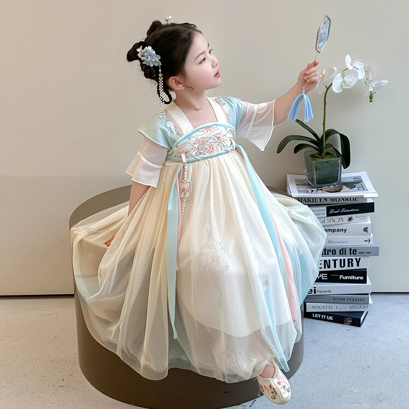 女童汉服连衣裙夏装2025新款儿童洋气时髦女宝宝超仙古装薄款襦裙