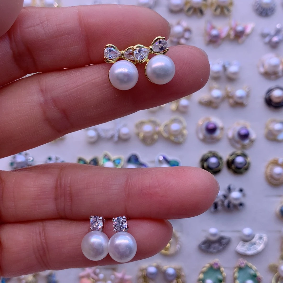 淡水珍珠耳饰合金