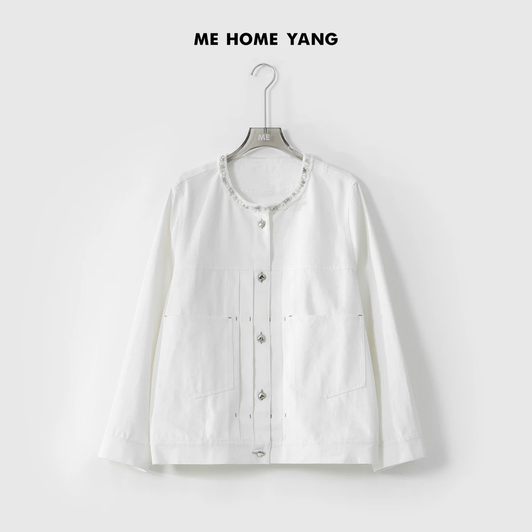 ME【钉珠白月光】莱赛尔汉麻混纺时尚百搭显瘦时髦工装外套MESS0606