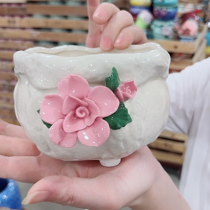 有孔.凑单10元陶瓷花盆发货！