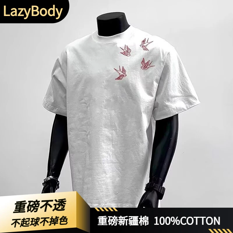 爆款小领口男女短袖t恤2025夏季休闲短袖男士纯棉圆领男装短袖t恤