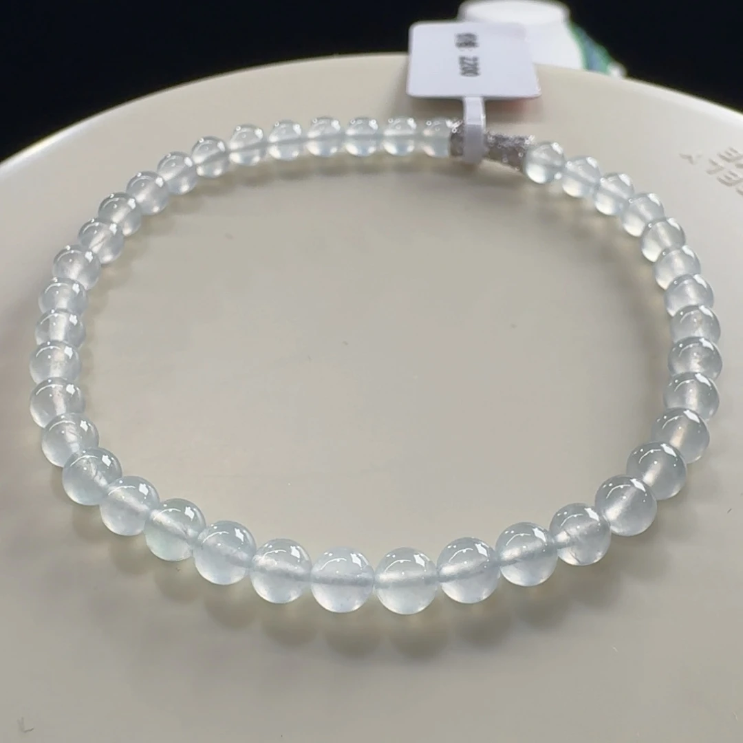 未镶嵌手链翡翠福利款！高冰玻白月光单圈卡4.2mm