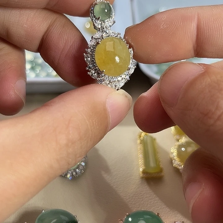翡翠银S925镶嵌吊坠(不含链)