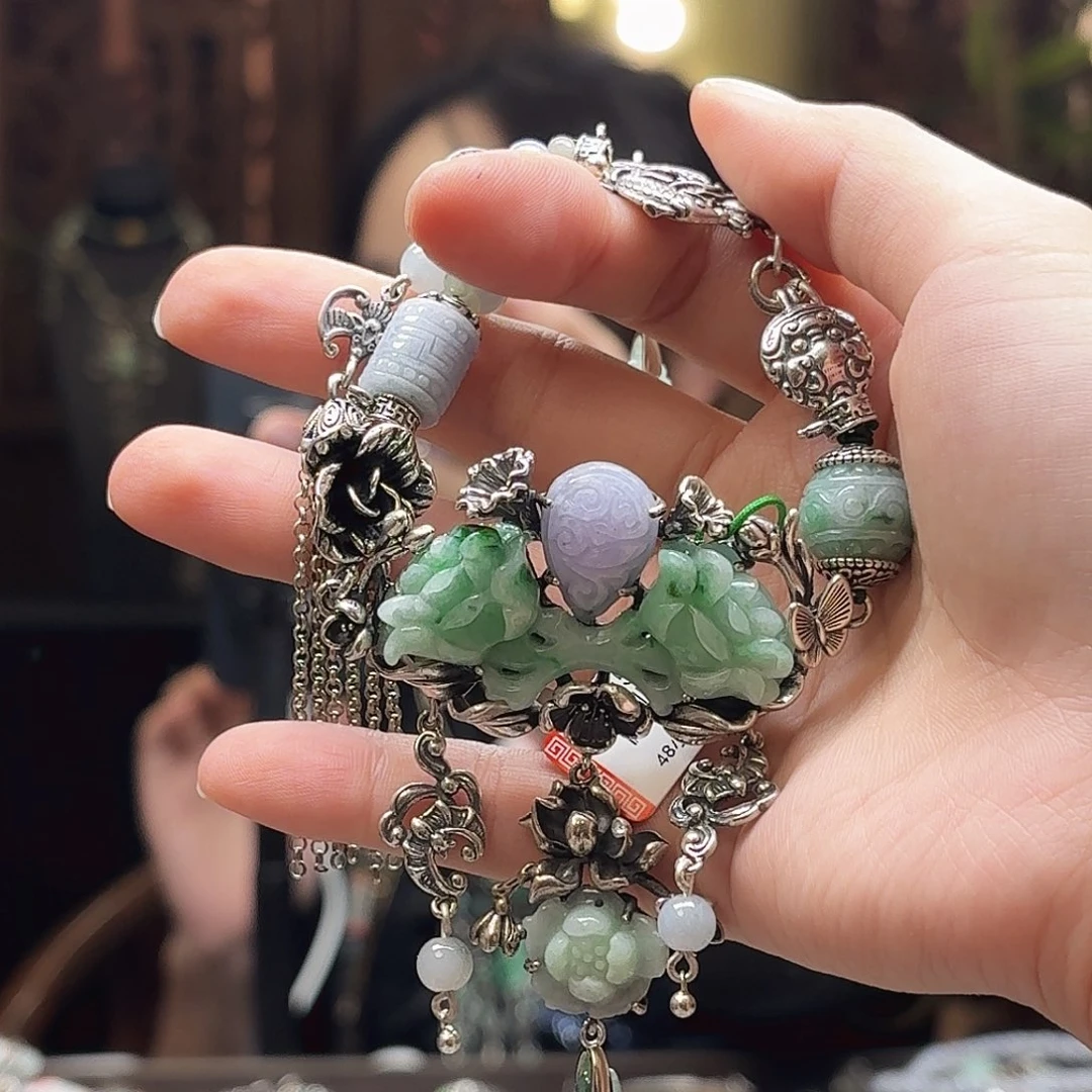 翡翠银S925镶嵌手链