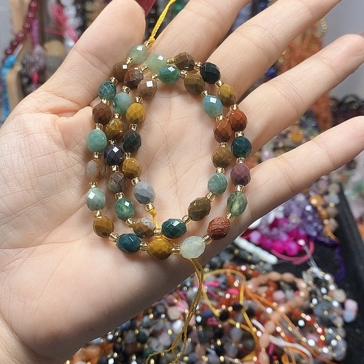 玛瑙/玉髓未镶嵌珠宝半成品海洋玛瑙切面米珠卡6*8mm