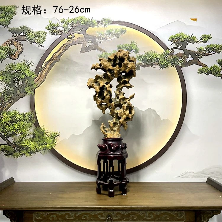 中式传统太湖石家居办公室内博古架玄关禅意酒柜招财工艺礼品石头