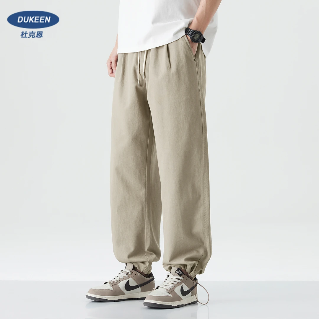 杜克恩[天丝莱赛尔]束脚抽绳裤子男夏季薄款凉感宽松工装休闲裤男