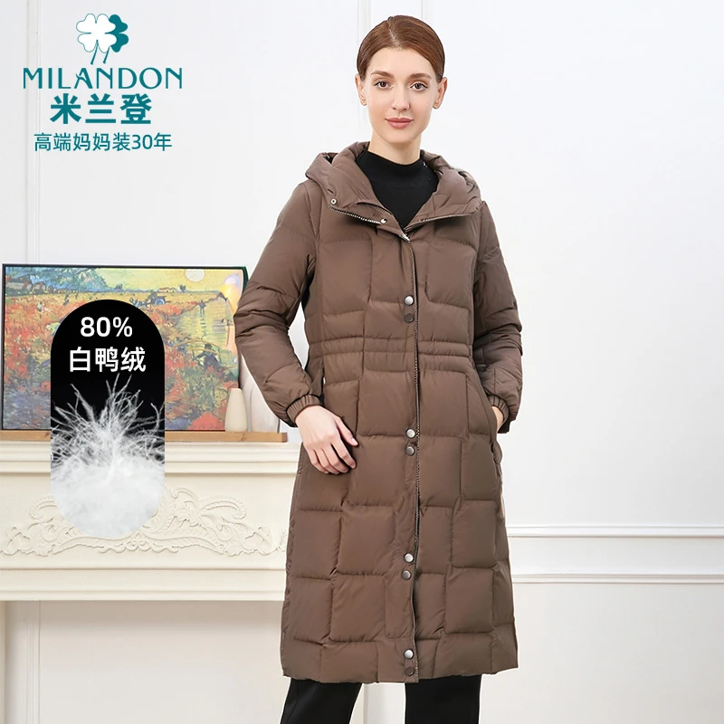 MILANDON/米兰登冬季长款时尚女厚款鸭绒长袖保暖羽绒服3N460009