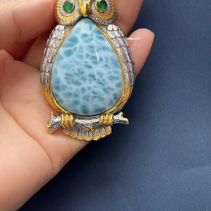 针钠钙石（海纹石）未镶嵌颈饰吊坠