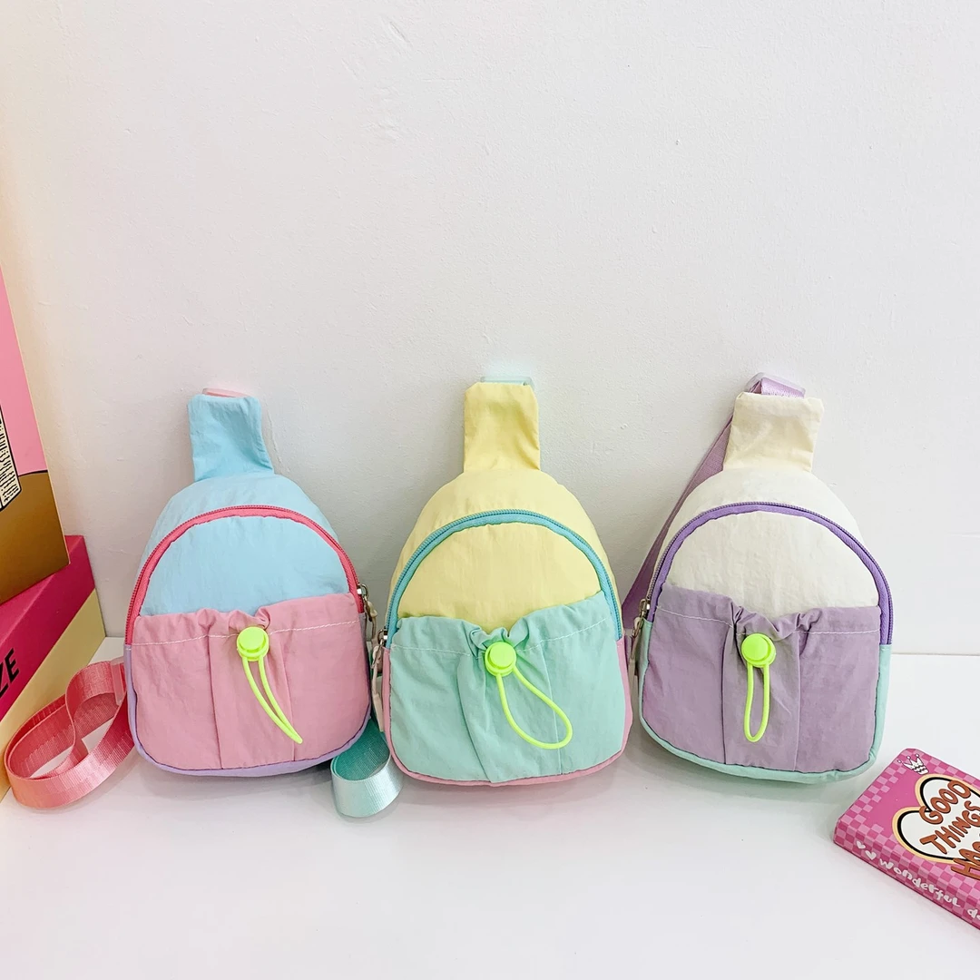 25款多巴胺夏日糖果撞色尼龙斜挎包健身包骑行包宝宝胸包斜挎包