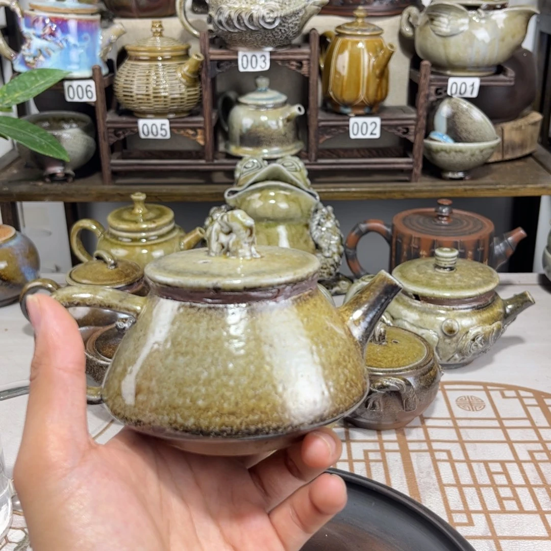 200cc白泥柴烧石瓢壶，古法传承裸坯柴烧