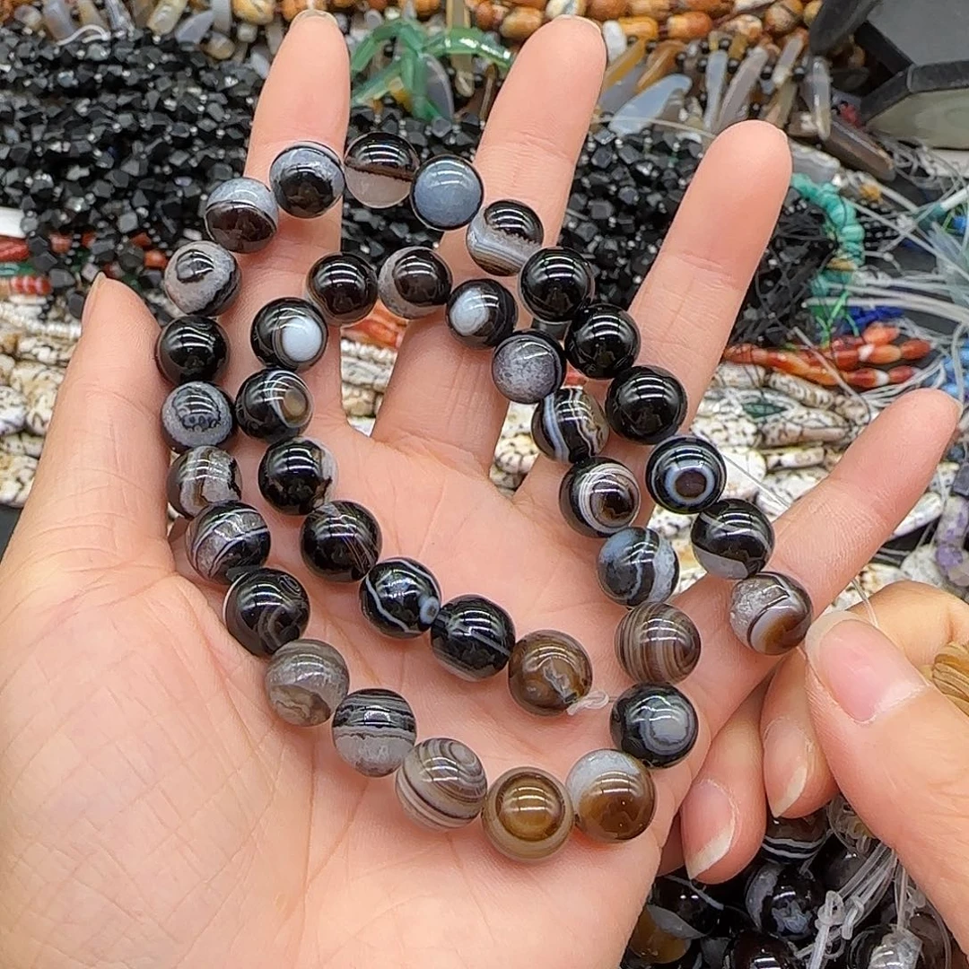 玛瑙/玉髓合金珠宝半成品水晶玛瑙10mm一条