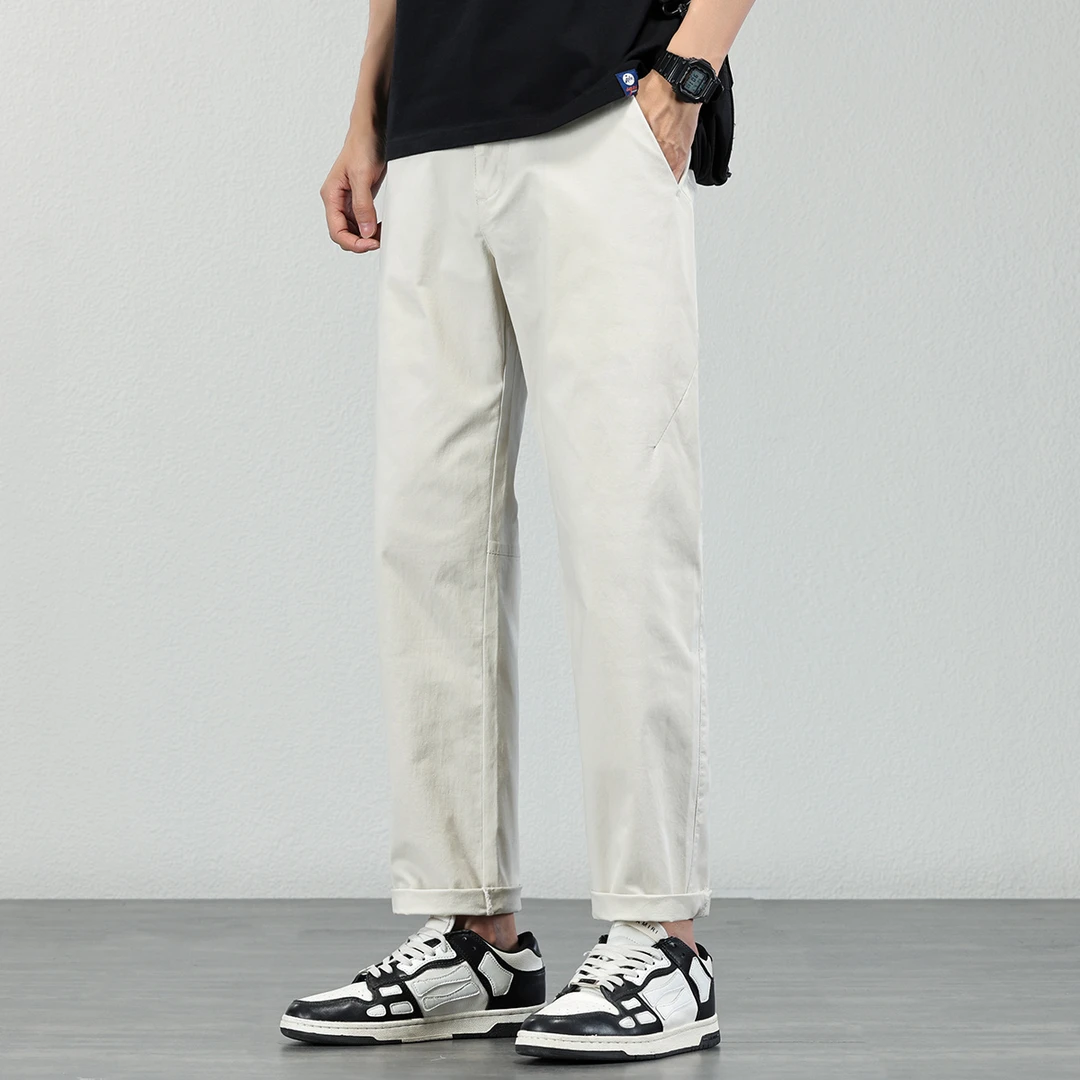 2025夏季新款休闲裤男宽松直筒舒适潮流锥形九分裤时尚百搭长裤子