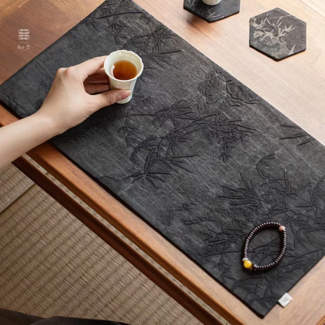 知舍——香云纱墨竹平安竹系列复古新中式茶席