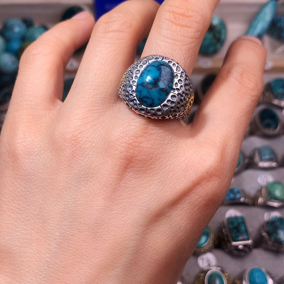 绿松石挂件银S925镶嵌