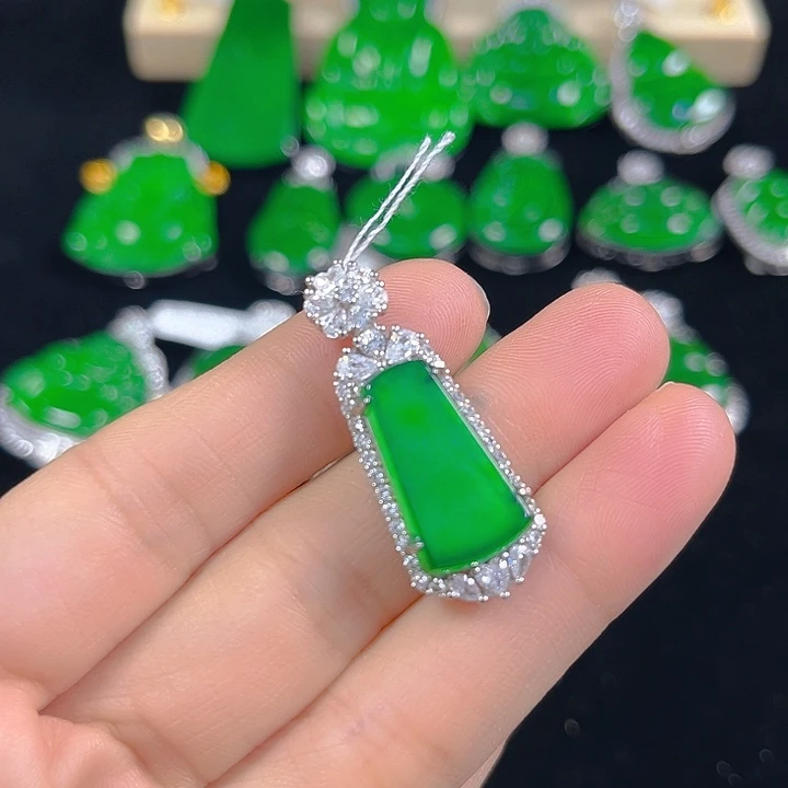 翡翠银S925镶嵌吊坠(不含链)