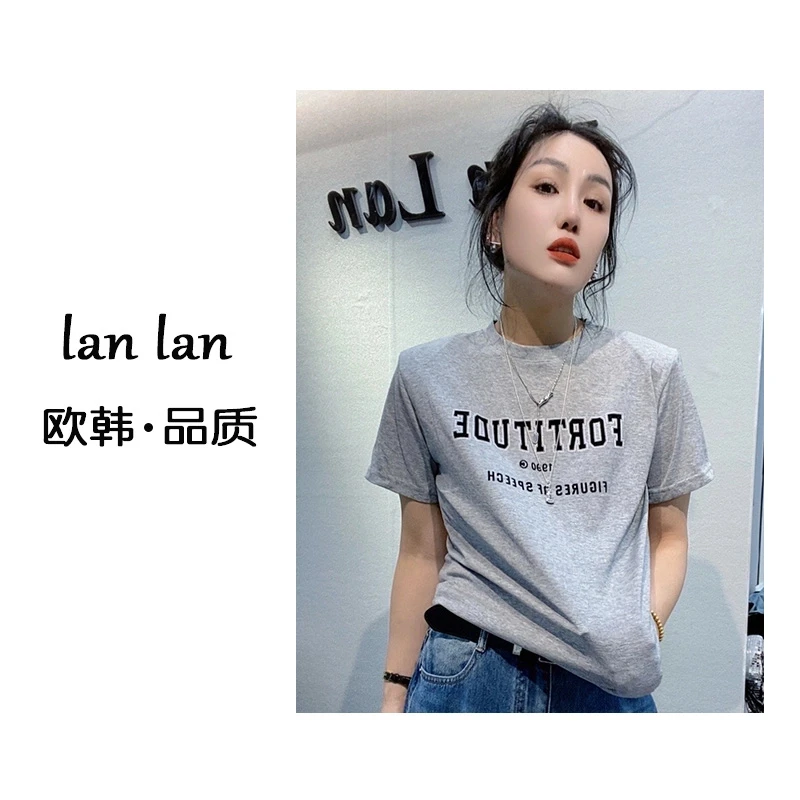 琪琪-夏上新【1990英文T恤】韩版小众设计感宽松T恤正肩百搭短袖