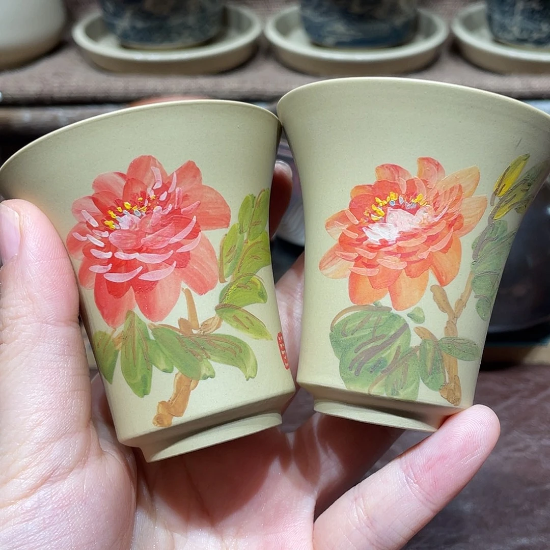 泥塑纯手工泥绘主人杯细节一般60毫升