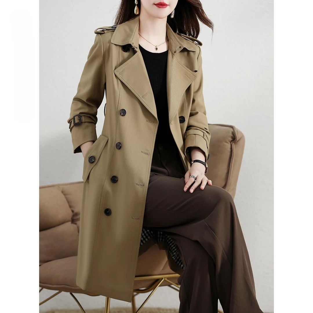 紫雨琪风衣外套女2025年新款爆款气质小个子女装双排休闲韩版