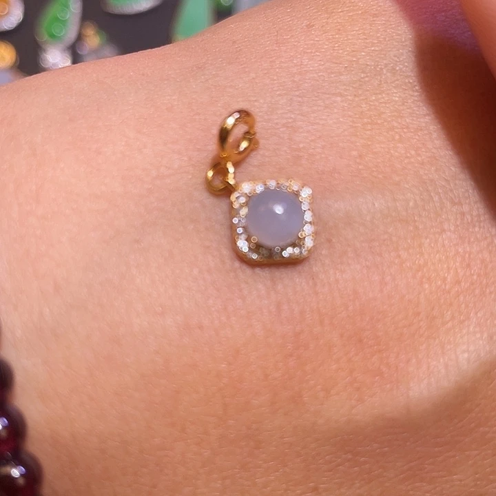 五***珠翡翠银S925镶嵌颈饰