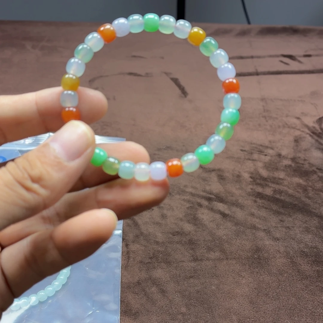 未镶嵌定制翡翠翡翠彩虹手串