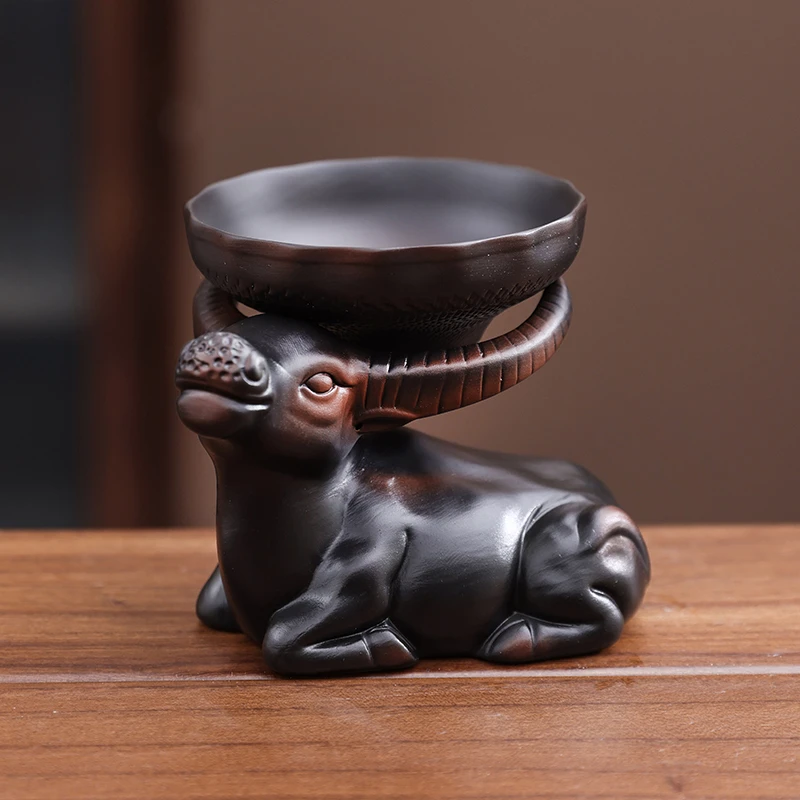 茶漏过滤器高端牛茶宠摆件精品可养创意茶滤盖置功夫茶具配件用品