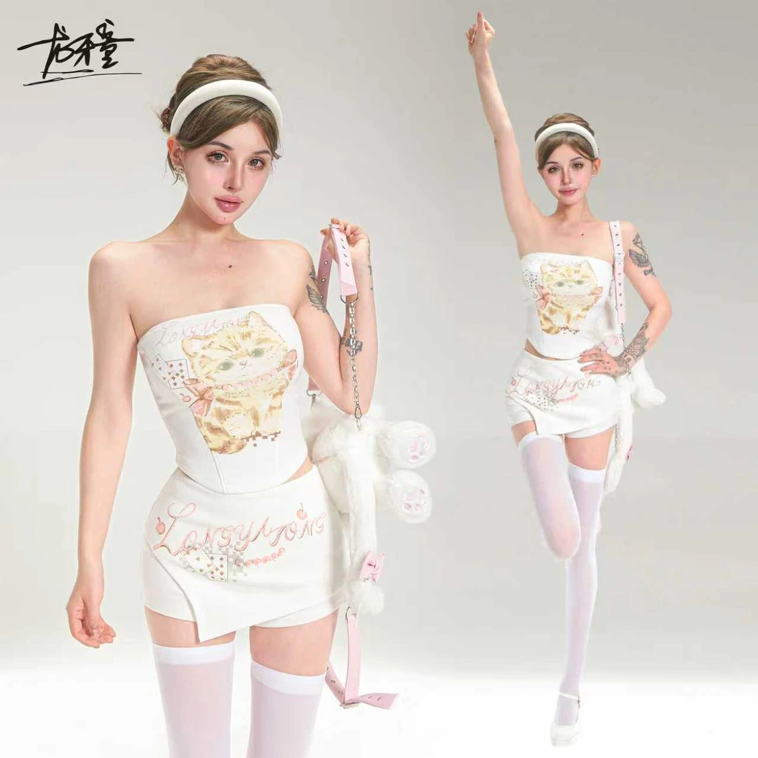 龙牙童推荐【猫咪甜心】森系欧美风显瘦纯欲风女士时尚套装服装慵懒