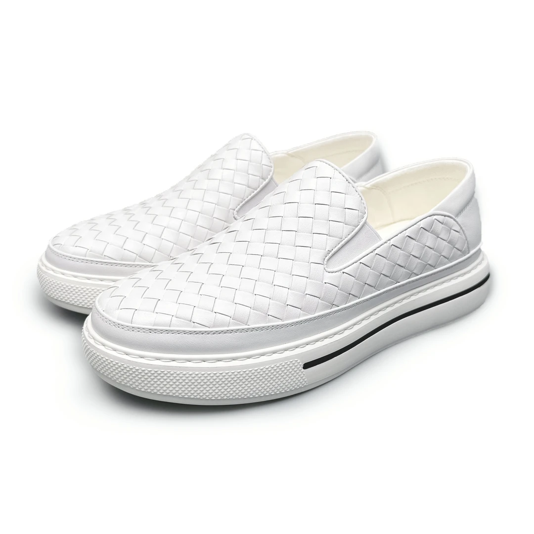 BIEUBRAYR/【新款上新】编织皮渔夫鞋一脚蹬牛皮时尚百搭休闲软弹鞋