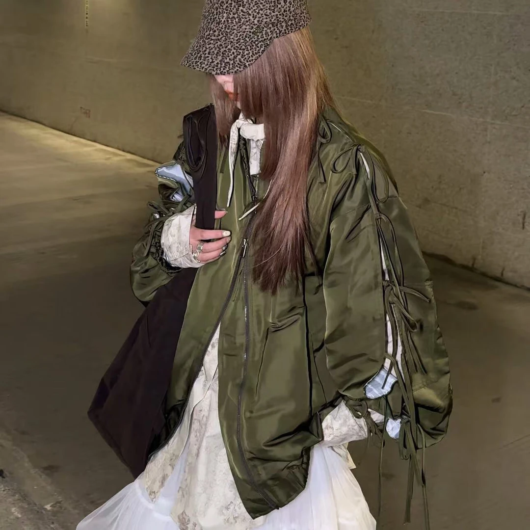 绑带机车飞行员夹克外套