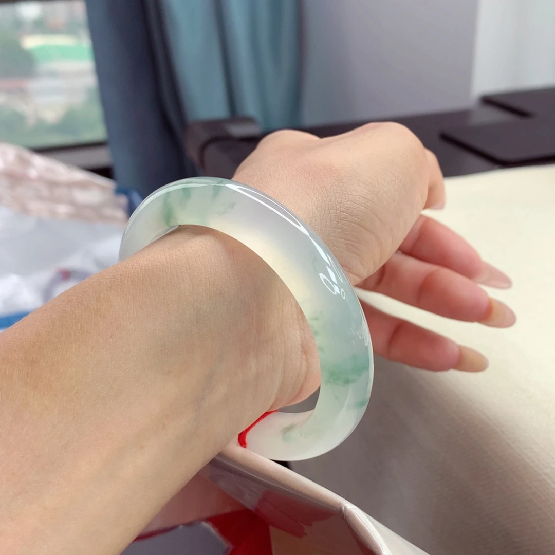 未镶嵌手镯翡翠53.8【私藏的心动】高冰起钢 小柒