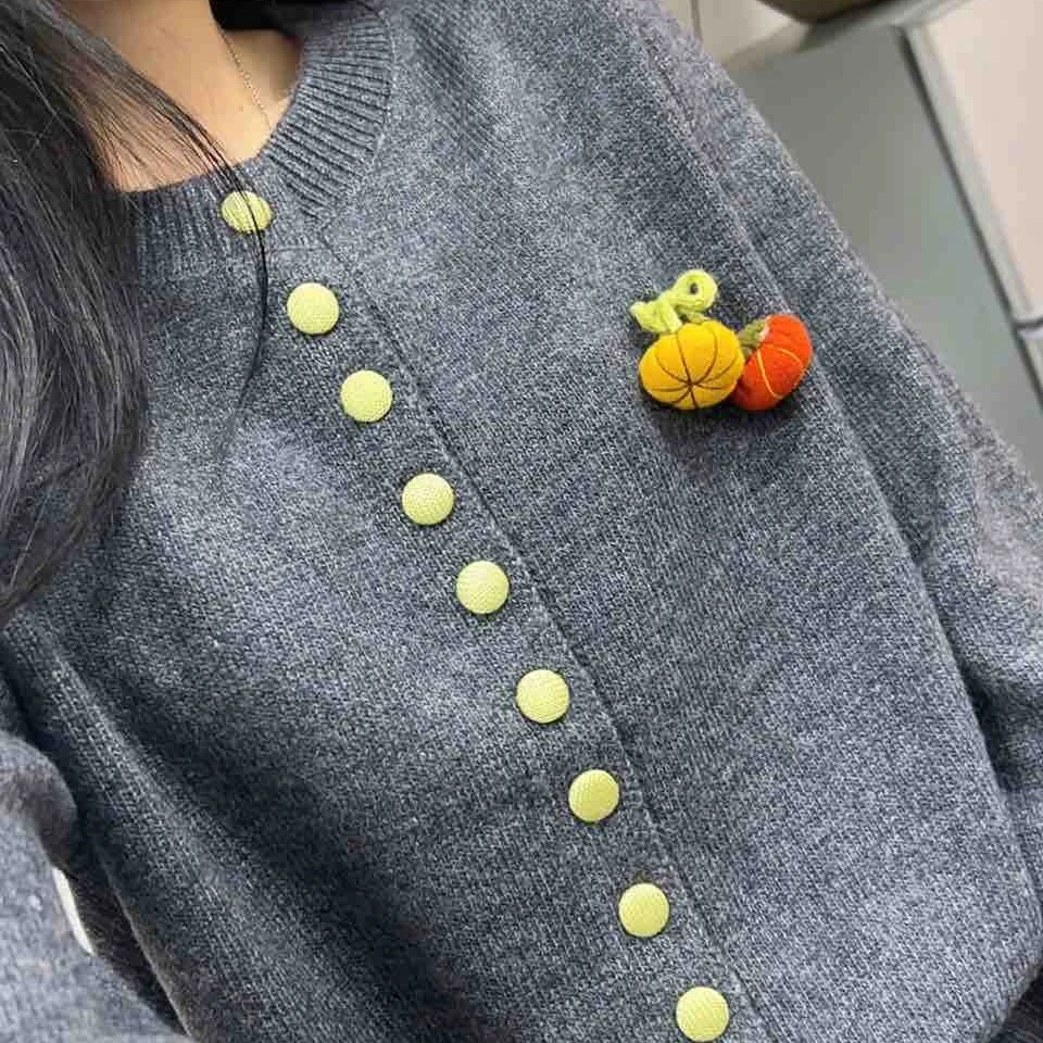 圆领秋冬秋季女开衫毛衣时尚上衣套装打底衣
