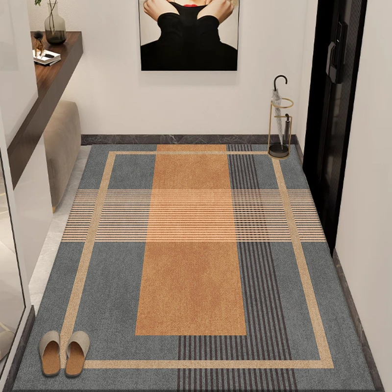 硅藻泥竖版入户门防滑吸水垫简约现代风门口脚垫速干防滑地毯