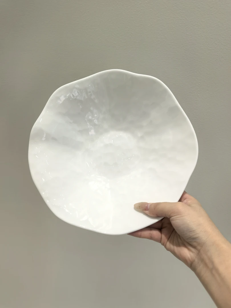简约白色深口盘陶瓷高级感ins沙拉西餐盘子花边果切盘点心甜品盘