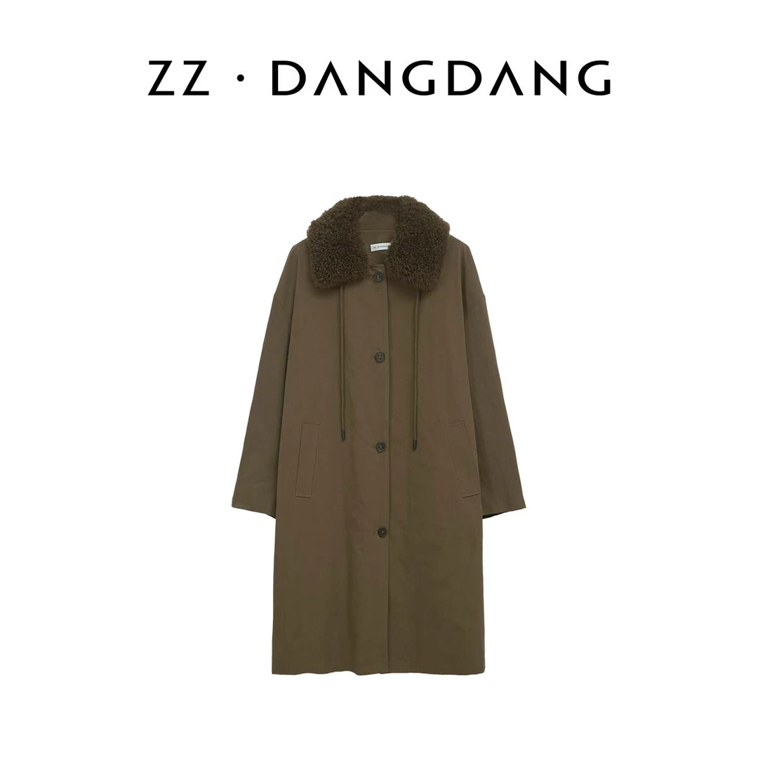 ZZ·DANGDANG90白鹅绒脱卸毛领风衣款羽绒服中长款保暖女22425157