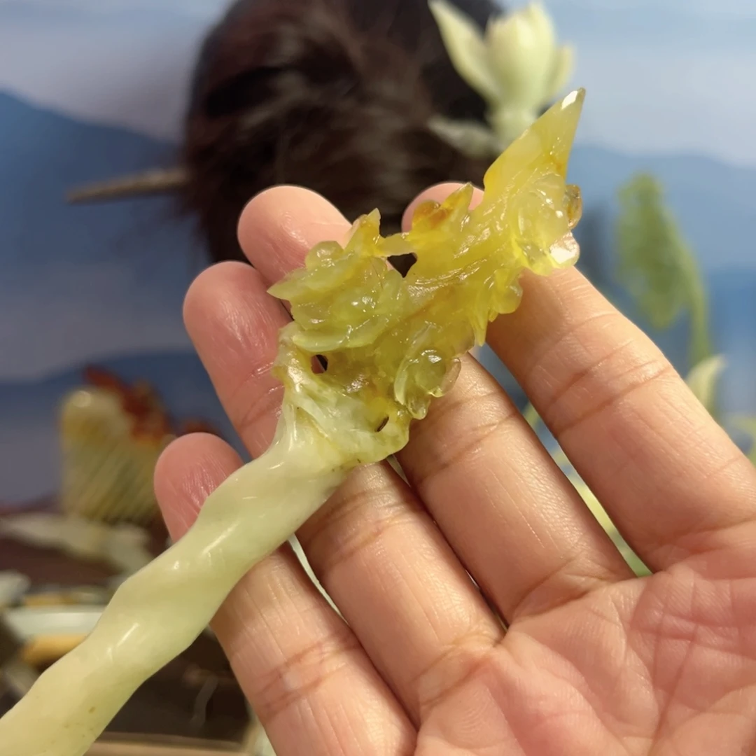 蛇纹石玉发饰合金