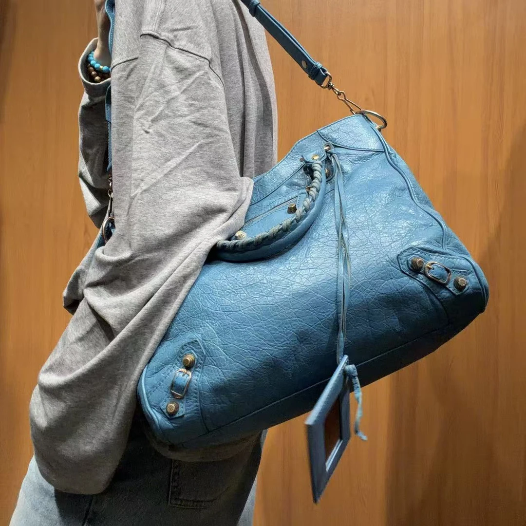 95新 Balenciaga/巴黎世家 【福利】【蕾】 3HR229 湖蓝色单肩包