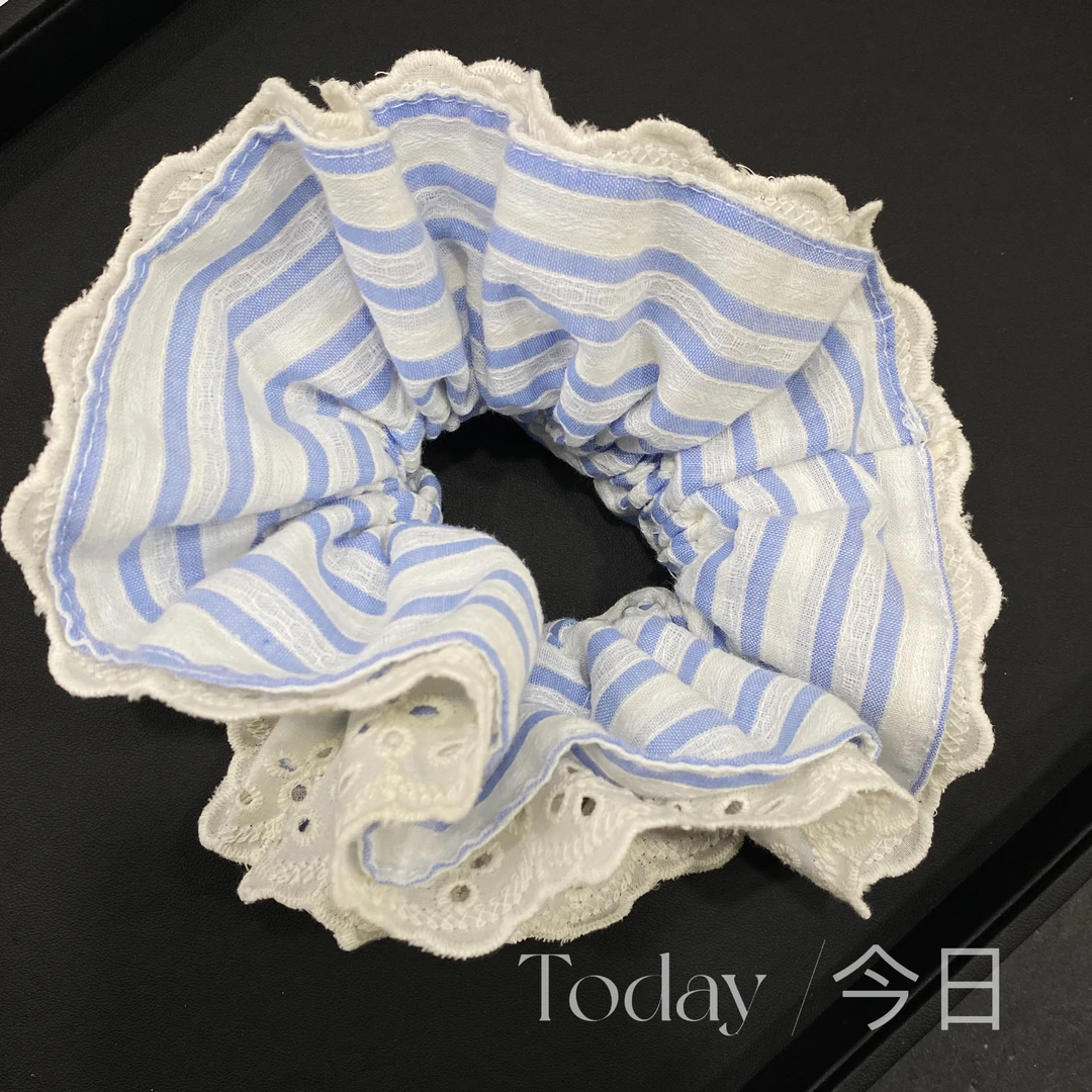 F009【蓝色条纹韩系小蛮腰百搭发圈】